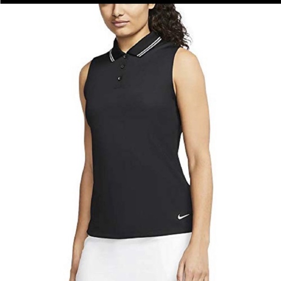 Nike Women's Nike Dri-fit Victory Golf Polo, Black/White/White, X-Large - Picture 2 of 6